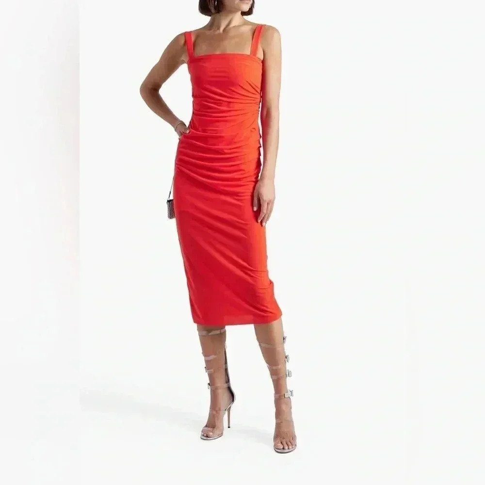 Helmut Lang Ruched Stretch Jersey Midi Dress Size Large NWT